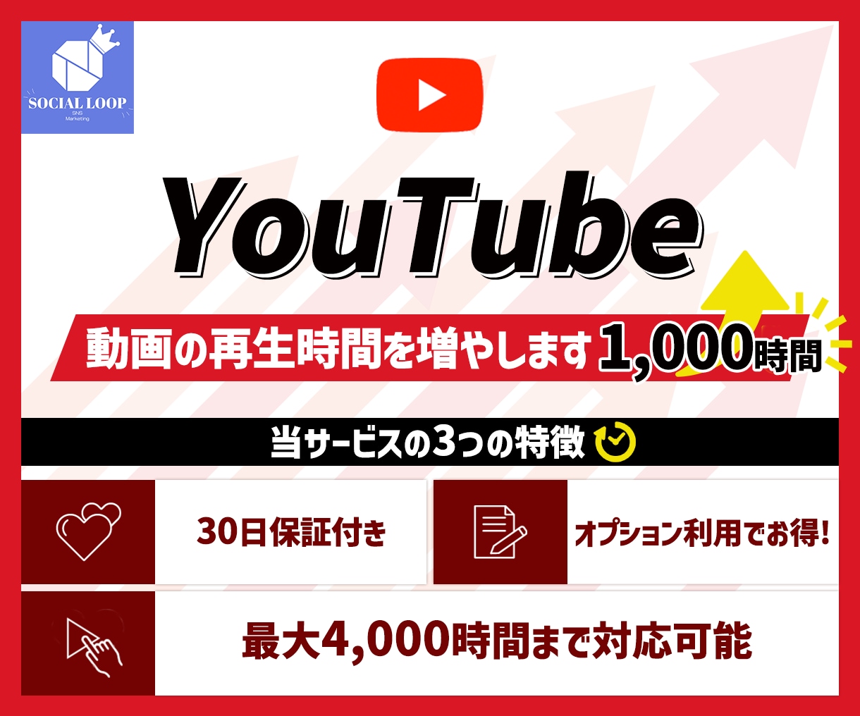 お得に収益化！あなたの動画の再生時間を増やします 【収益化報告実績あり】減少保証も充実/最大4000時間 イメージ1