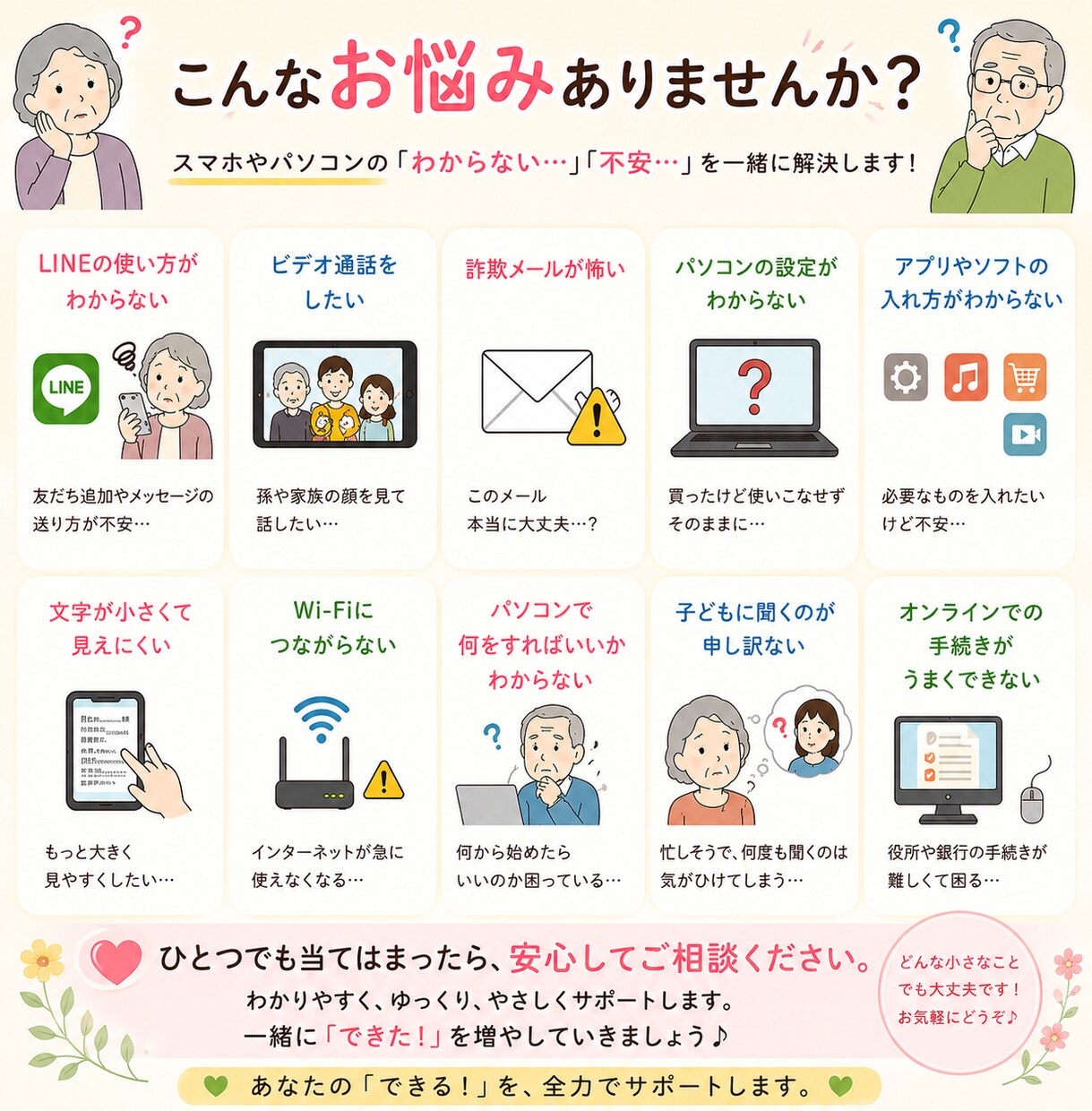 元看護職がスマホ・パソコン優しくサポートします シニア向け やさしいスマホ・パソコンサポート イメージ2