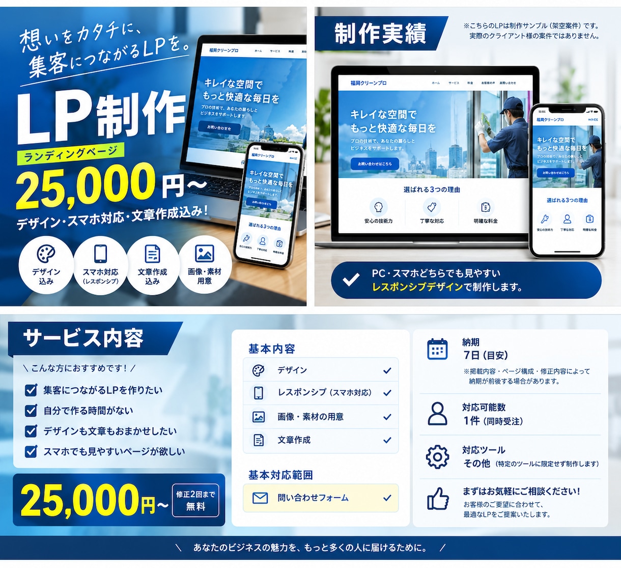 AIを活用して高品質なLPを制作します スマホ対応・文章作成・デザインまでまとめて対応。 イメージ1