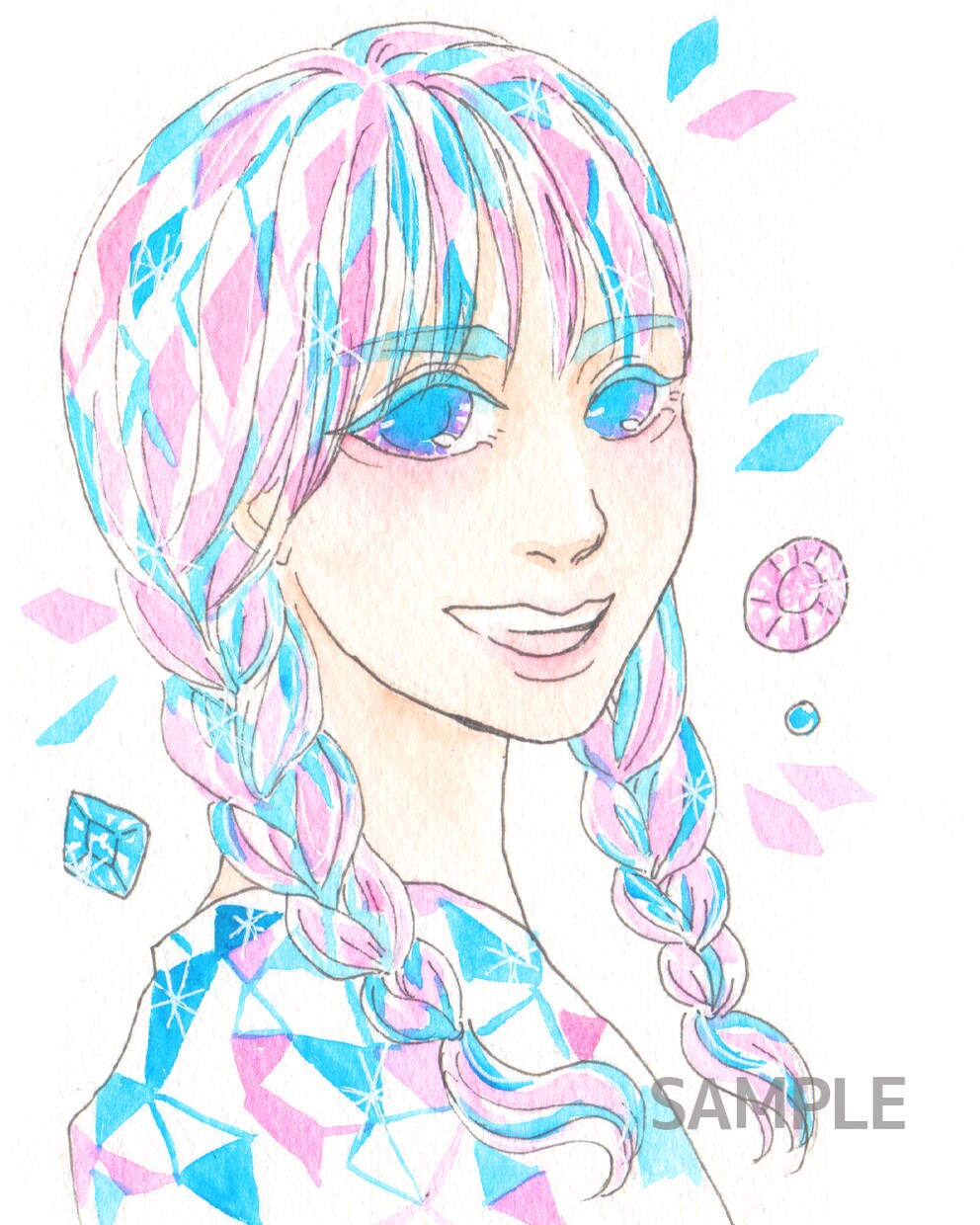 水彩で宝石のようなキラキラした似顔絵を描きます 似顔絵や好きな人物画などにお応えします！ イメージ3