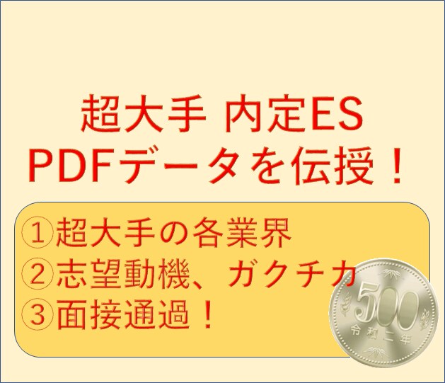 大手内定者ESをまとめたPDFデータを販売します 超大手の内定者ＥＳのガクチカ、志望動機をワンコインで伝授！ イメージ1