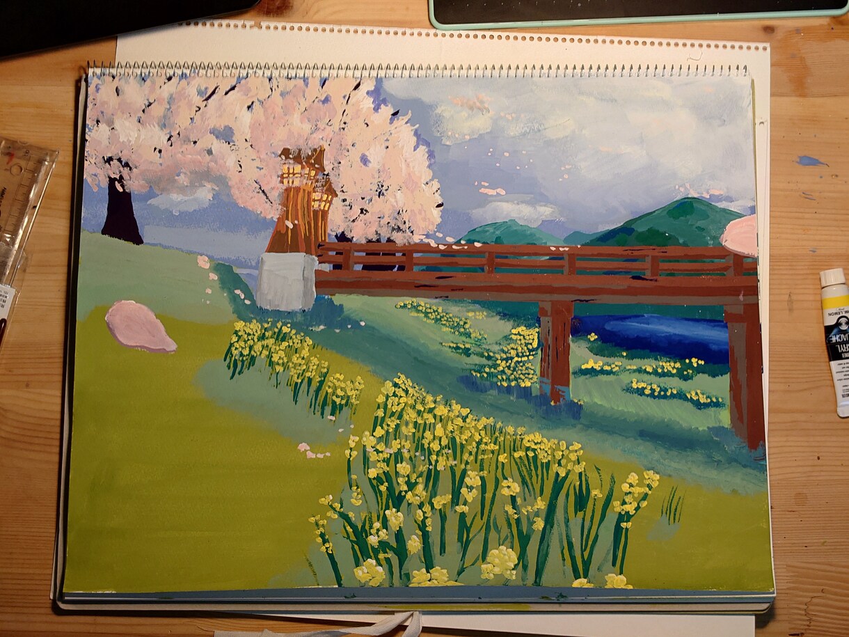 空間に合った絵を絵の具で描きます 原宿で展示を行う私が観賞用/ウェルカムボード/似顔絵描きます イメージ3