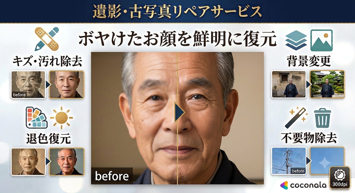 大切な遺影・古い写真を自然で美しく修復いたします 色あせても傷ついても、大切な思い出は色あせない…心を込めて イメージ4