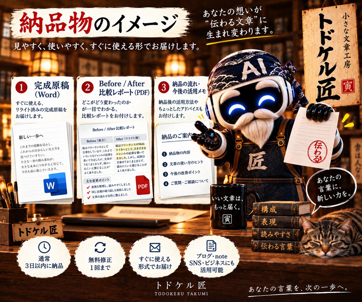 あなたの文章を読みやすくリライトします AIで磨き、人の目で丁寧に仕上げる文章工房です イメージ4