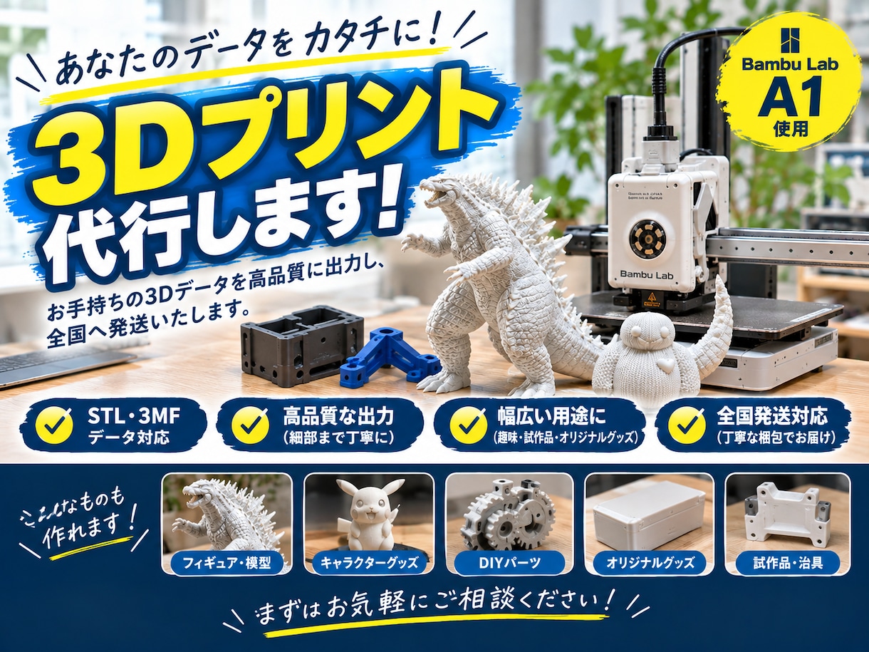 価格ご相談ください！3Dプリンターでプリントします 趣味・試作品・オリジナルグッズまで、1個〜3Dプリントします イメージ1