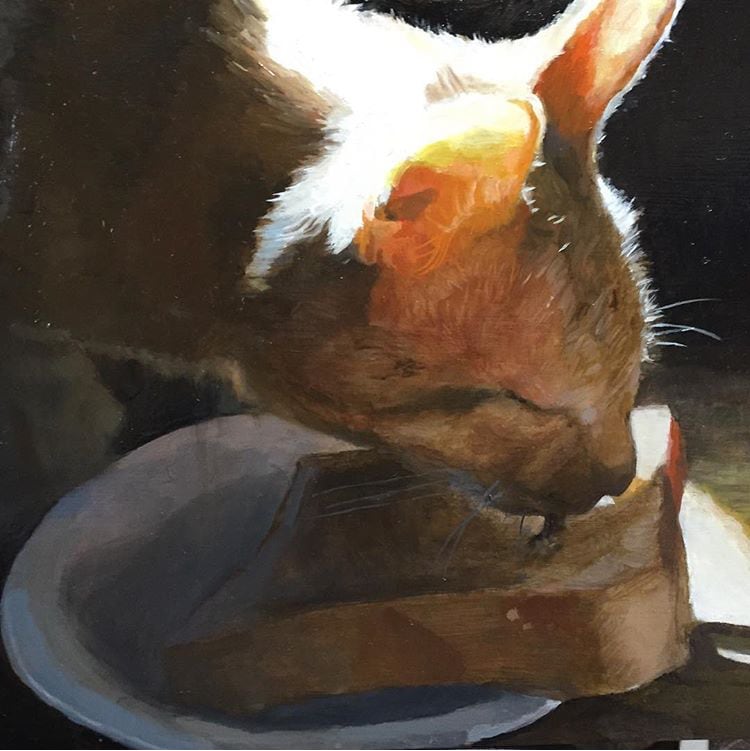 油絵 ペット 人物肖像画 プロ作家が絵画制作します ご希望の画像を写実絵画(油絵)にいたします大きさはF４号です イメージ2