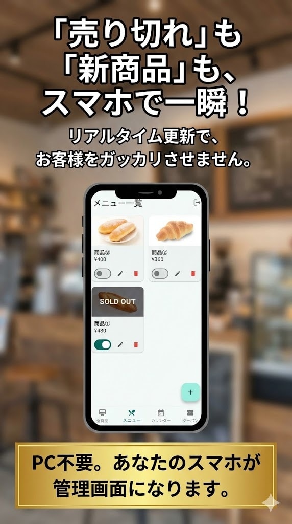 フードロス削減！来店予測機能付店舗アプリ作成します 「行くかも」機能で来店予測。無駄な仕入れを減らす公式アプリ イメージ5