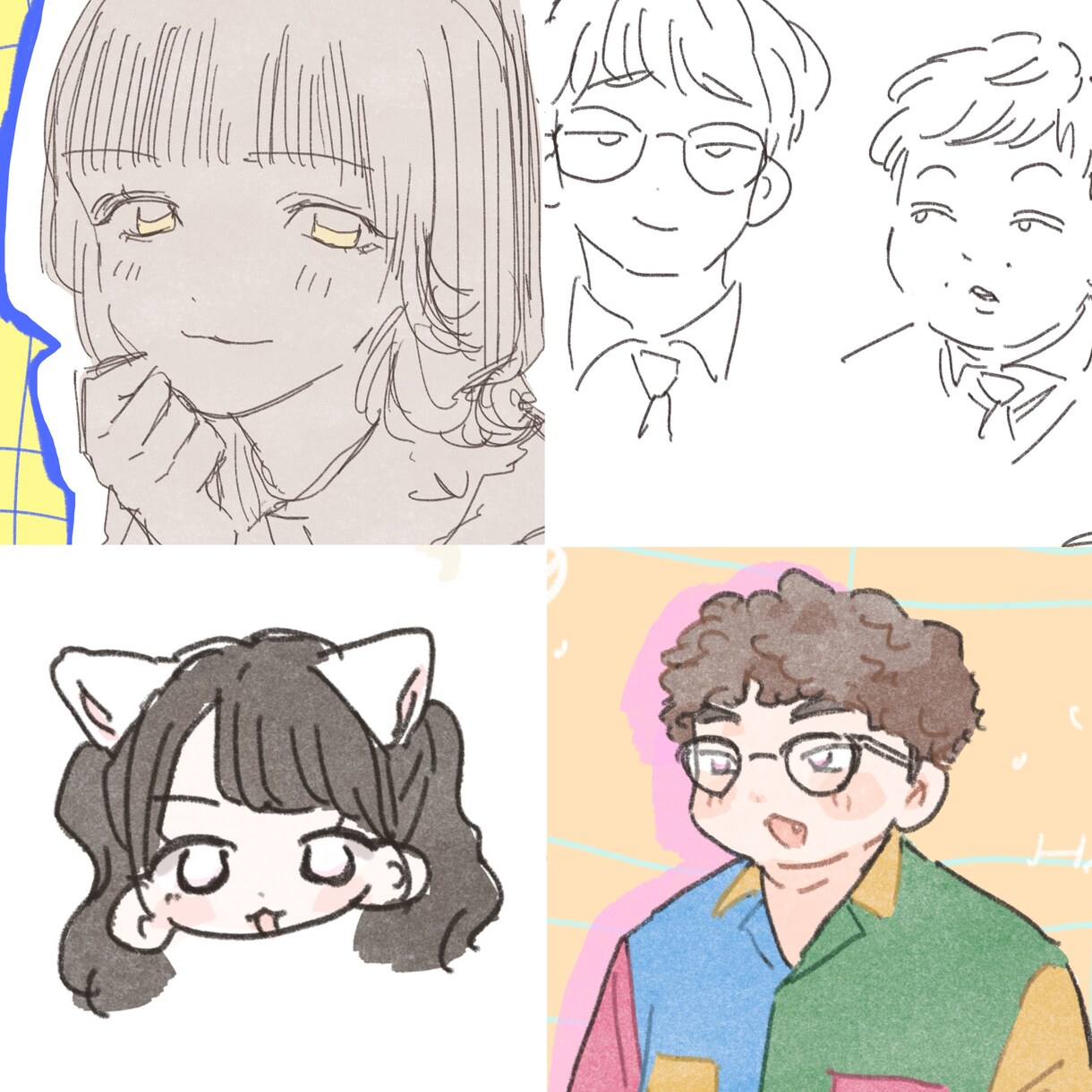 ほんわか可愛い似顔絵提供します パステル風味でデフォルメの効いたかわいい似顔絵を描きます！ イメージ1