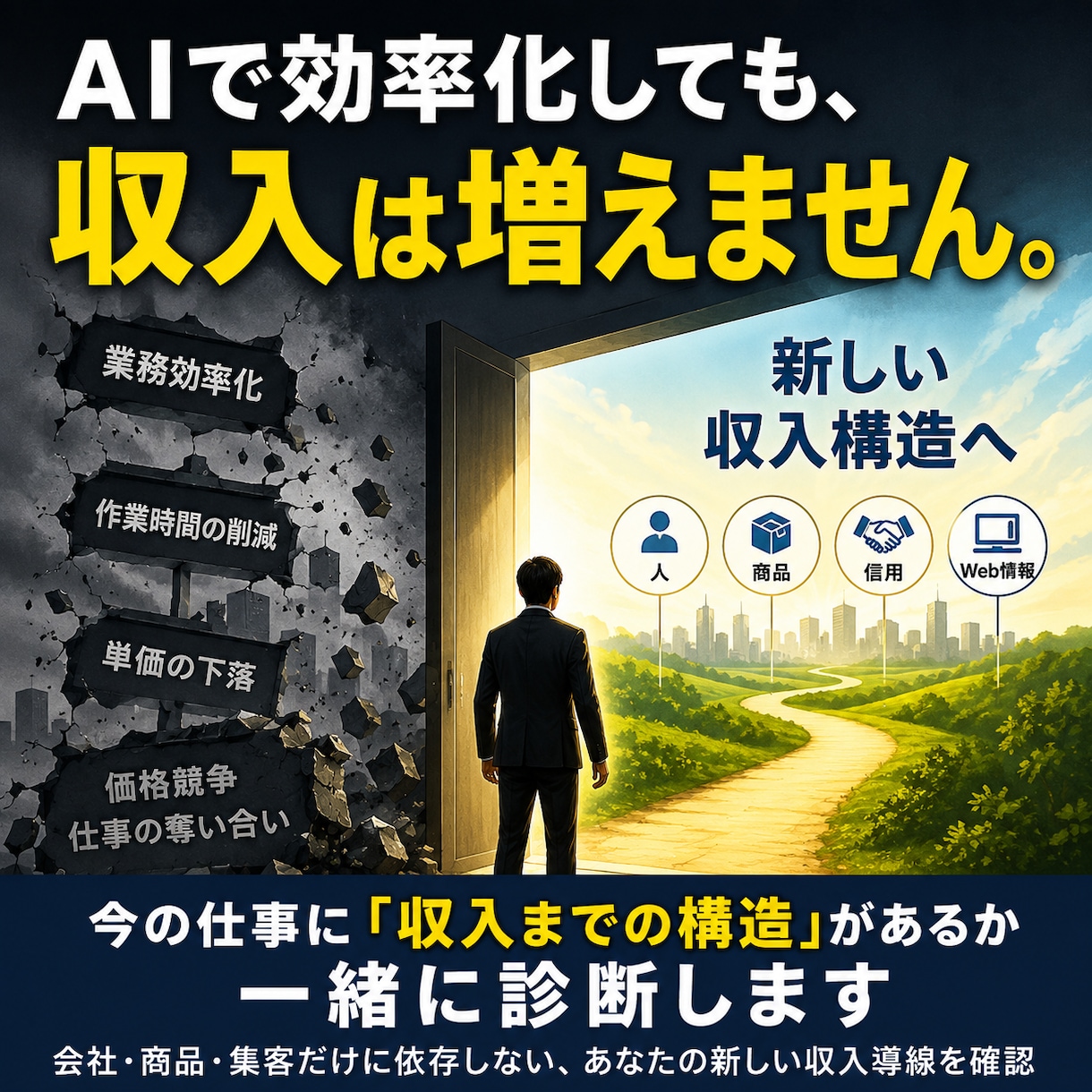 AI社会の新しい収入導線を一緒に整理します 会社・商品・集客だけに依存しない構造を整理 イメージ1