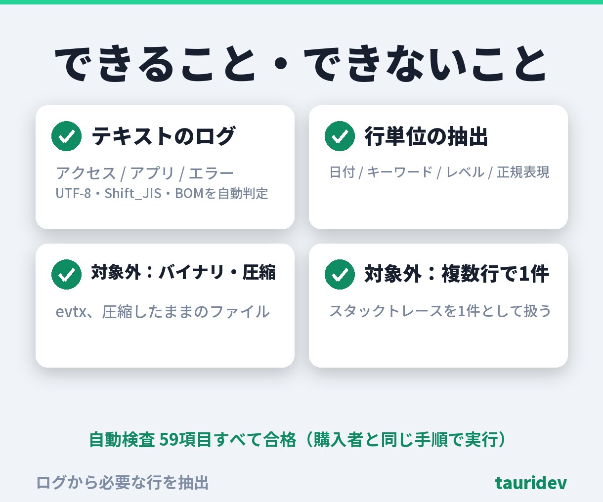 ログから必要な行だけ抜き出します 1行も黙って捨てません。除いた理由の内訳つき・総額表示 イメージ7