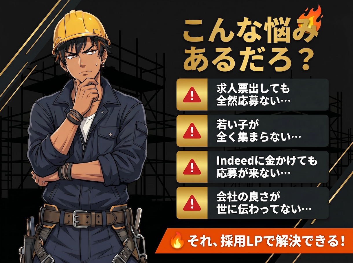 足場・鳶職専門の採用LPを制作します LINE対応・最短翌月・スマホ最適化・画像選定・丸ごとお任せ イメージ2