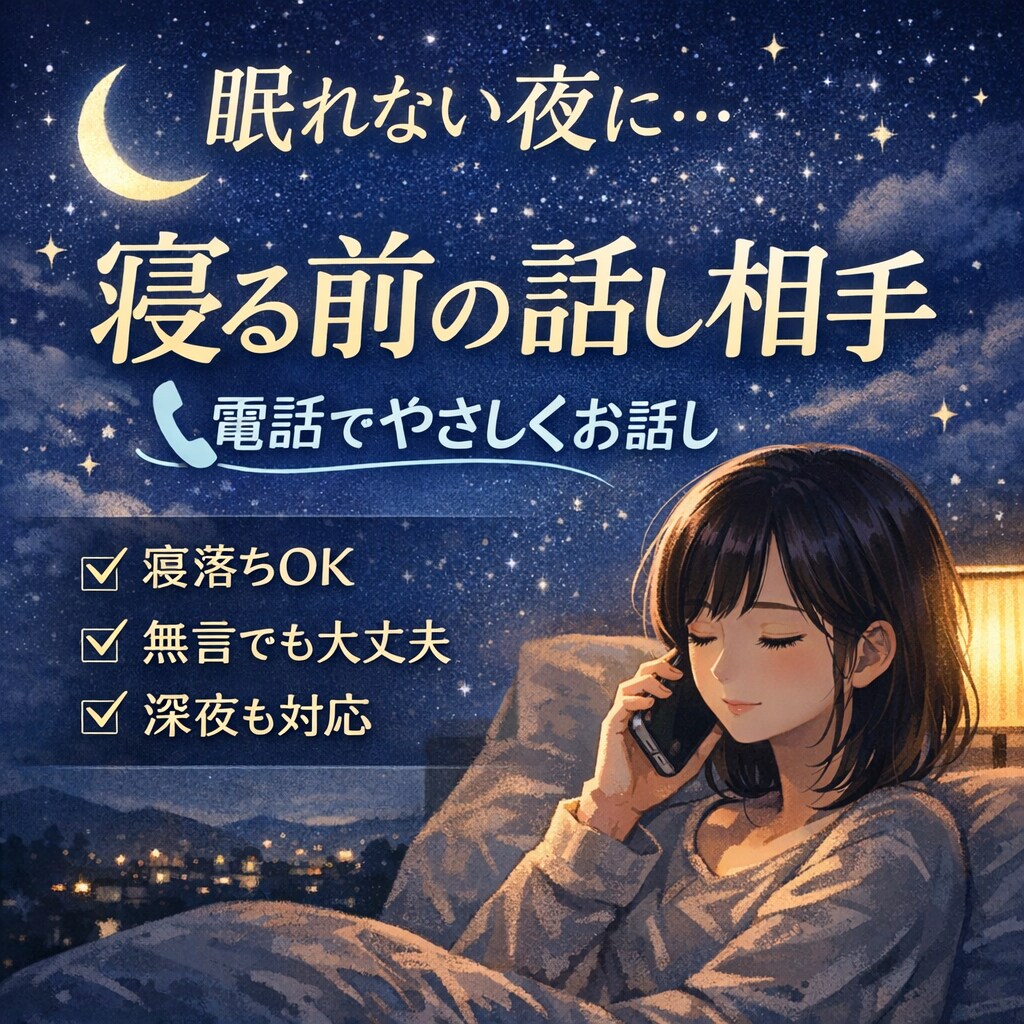 寝る前に・眠れない時の話し相手になります 寝る前に・眠れない時にどんな内容でも最高の話し相手になります イメージ1