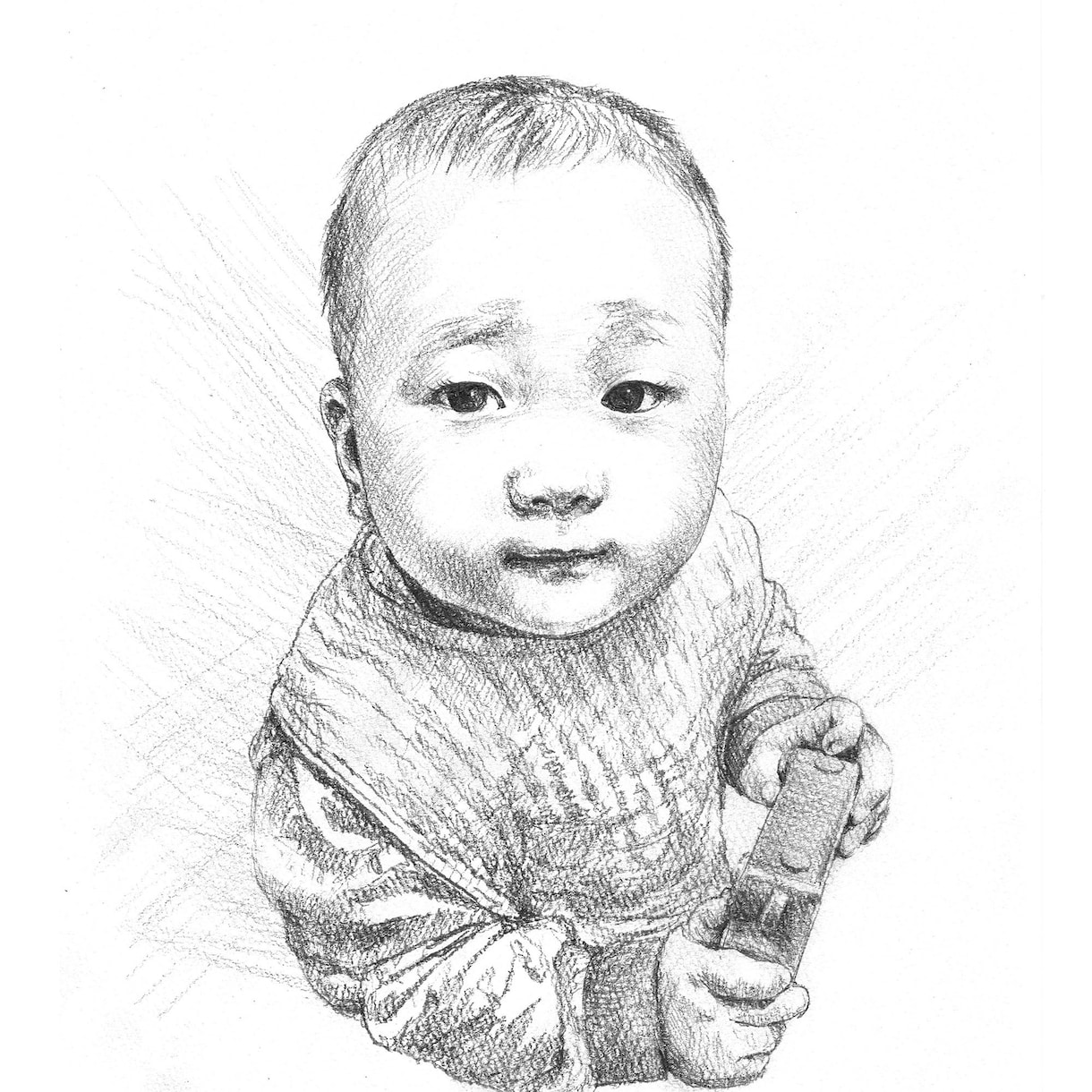 赤ちゃん記念日・成長記録にデッサン似顔絵を描きます 写真を元にデフォルメなしの鉛筆画！贈り物やインテリアにどうぞ イメージ5