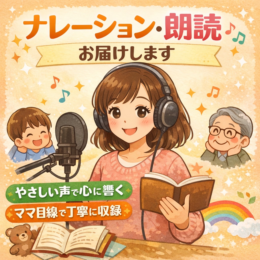 子どもも大人も響く朗読ナレーション承ります 読み聞かせ経験で心に残る優しい声を提供します イメージ1