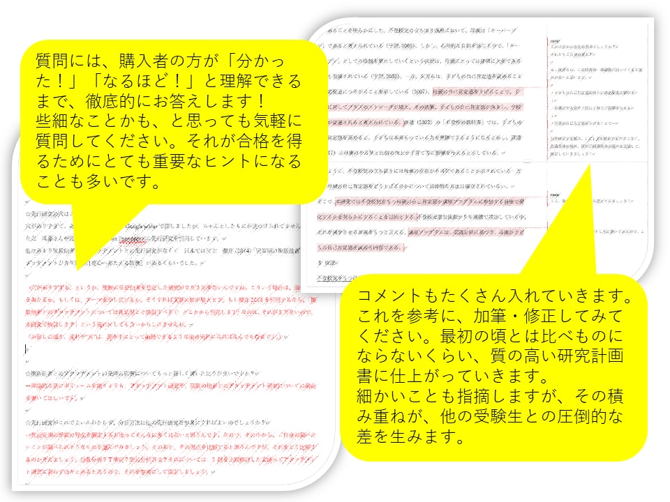 心理系大学院｜合格に導く研究計画書添削＆指導します 合格実績多数！東大院卒が研究計画書を徹底添削＆指導 イメージ2