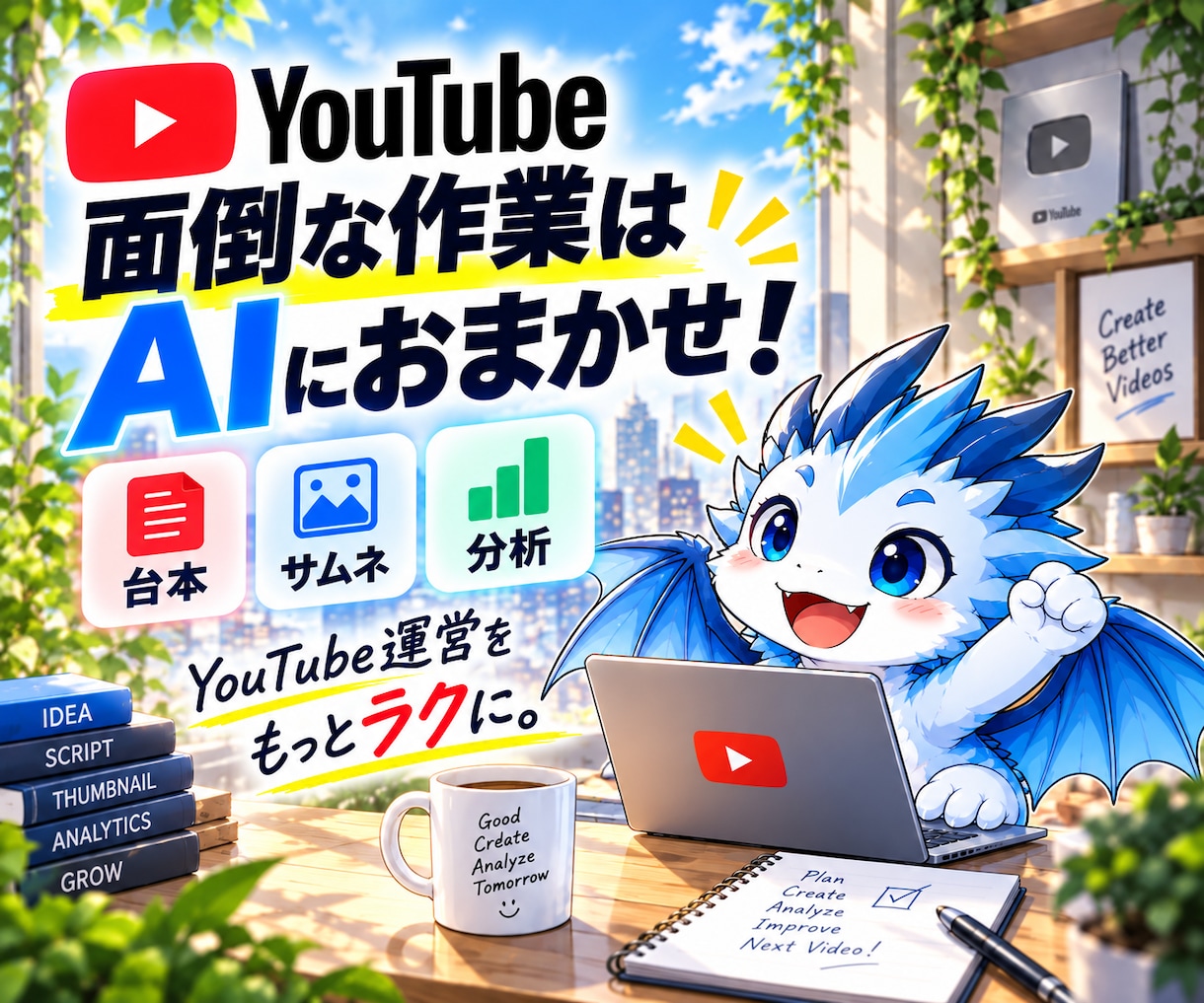 YouTube台本・サムネ・分析をAIで楽にします 質問に答えるだけでYouTube運営をサポート イメージ1