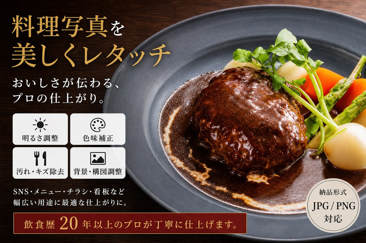 料理写真をプロの目線で美しくレタッチします 飲食歴20年のプロが料理写真を美しく補正 イメージ2