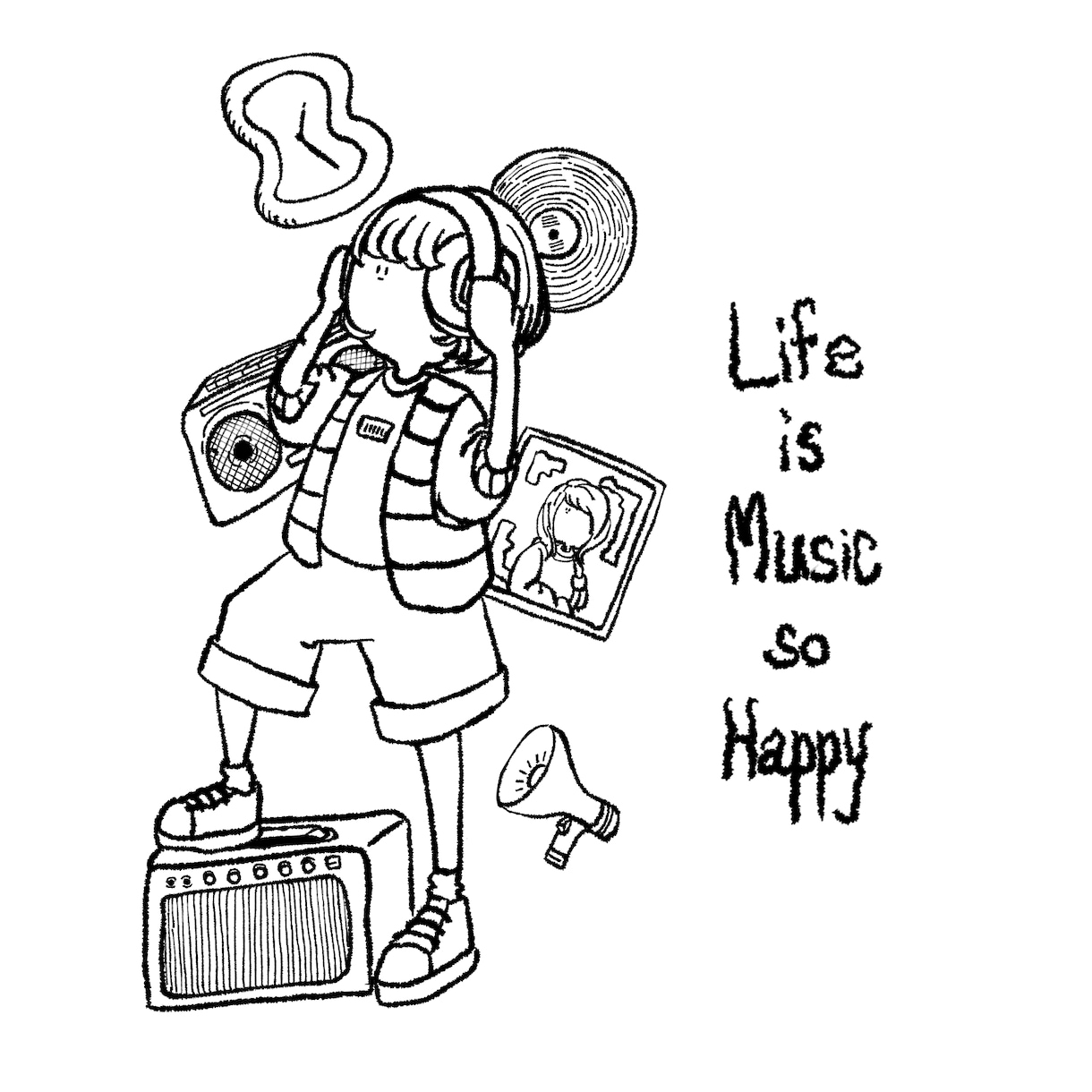 シンプルなモノクロイラスト描きます 表情はシンプルに描き、仕草・余白などを大切に仕上げます。 イメージ5