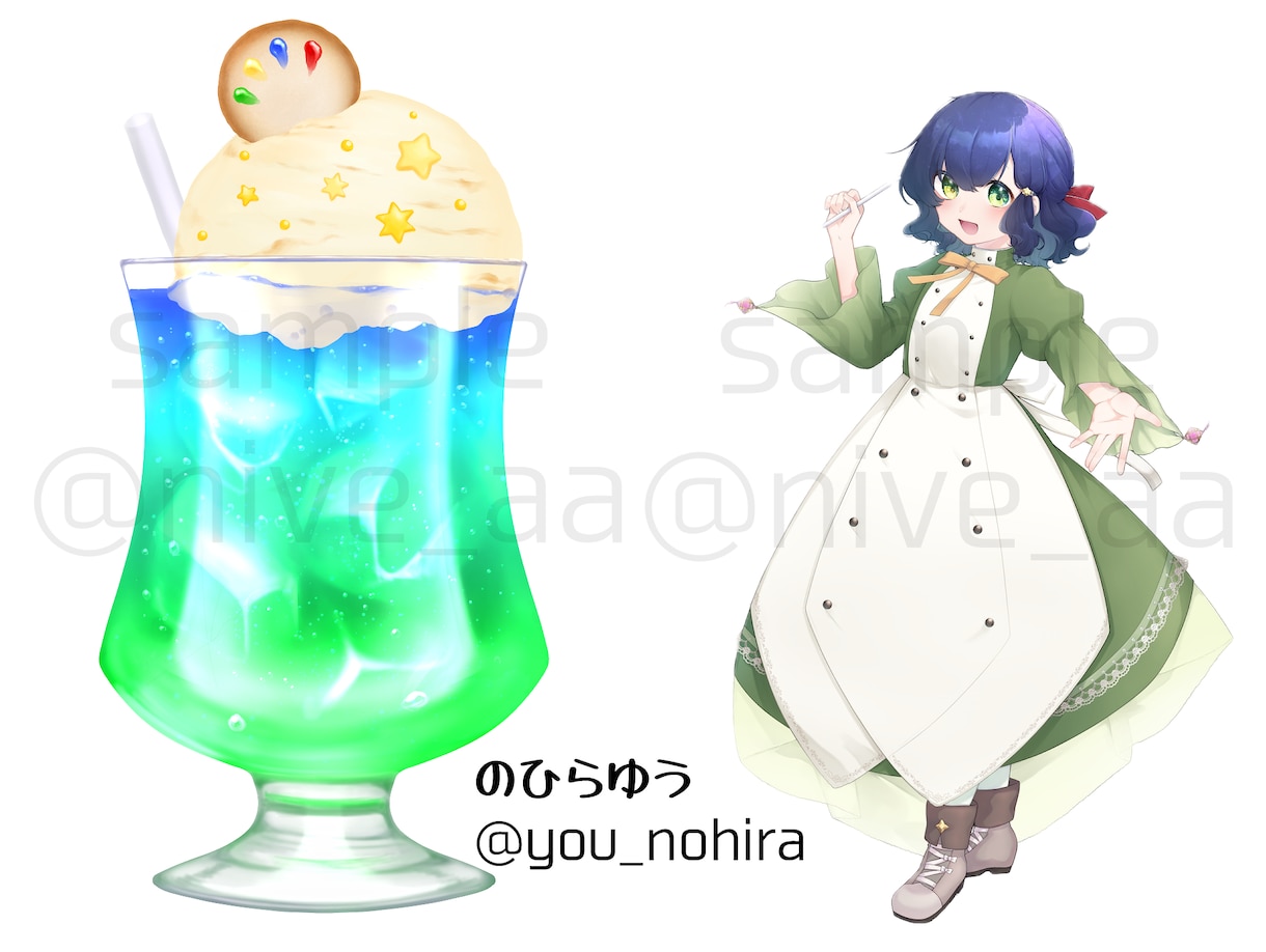 Vtuber向け・イメージクリームソーダ描きます 配信画面に置く小物やオリジナルグッズ制作を検討している方向け イメージ2