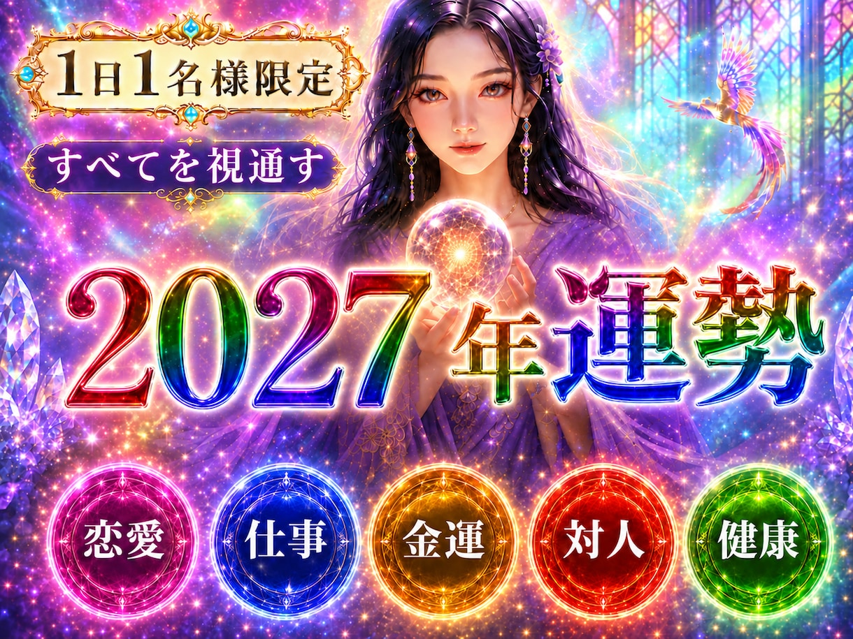 2027年【上半期運勢】を色彩霊視で占います 恋愛·仕事·金運・健康、あなたの2027年上半期を視ます イメージ1