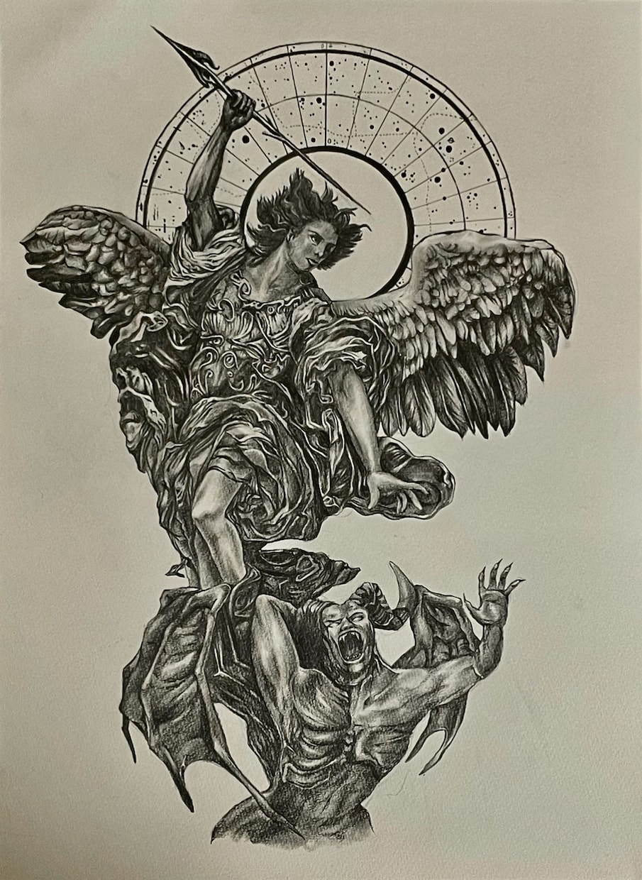 モノクロで天使などの鉛筆画を描きます お部屋に飾れる様な絵を描きます イメージ2