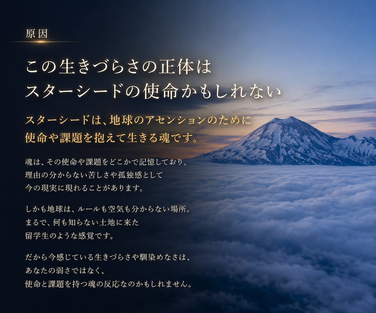 孤独や使命に疲れたスターシードの苦しみから救います 自己犠牲を卒業し、自分を幸せにする事でアセンションを助ける。 イメージ3