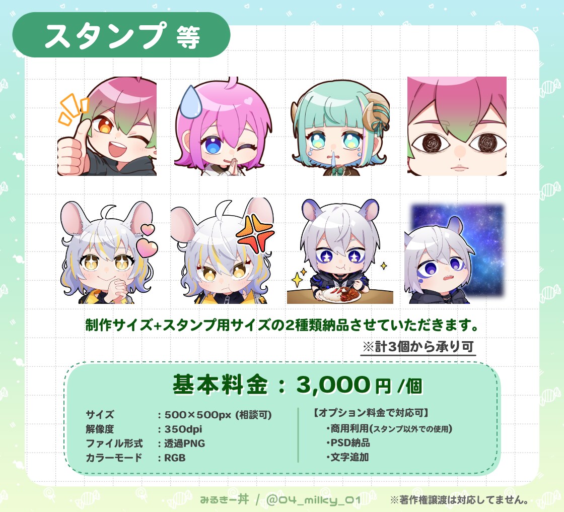 商用利用可！SD、ミニキャライラスト描きます 無料表情差分あり！グッズ・アイコン・サムネイルなど イメージ3