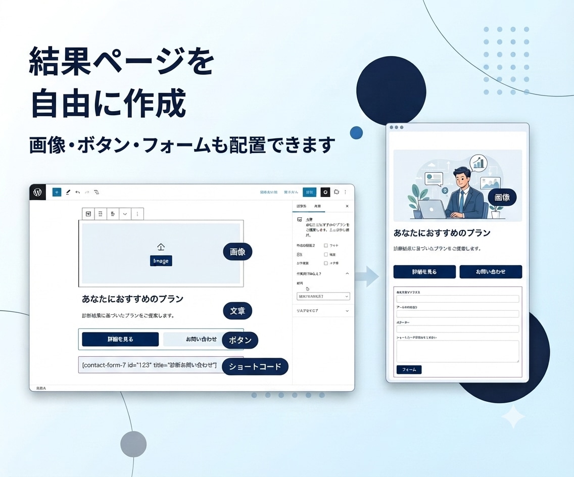 WordPressに診断シミュレーターを導入します 質問・条件分岐・結果ページを自分で編集できる診断機能 イメージ4