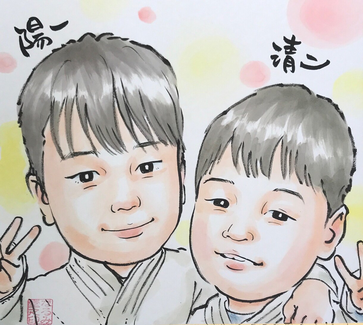 赤ちゃん・誕生日・内祝いに…かわいい似顔絵描きます 25年の実績！ご家族のお祝い・幸せ・思い出を形に残します イメージ7