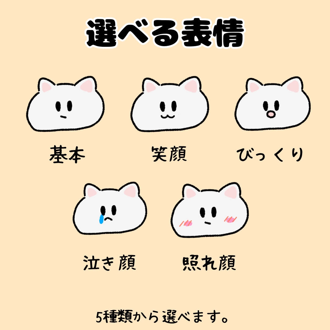 SNS用ゆるかわ猫アイコン描きます 猫の毛色５種×表情５種×背景色が選べます イメージ3