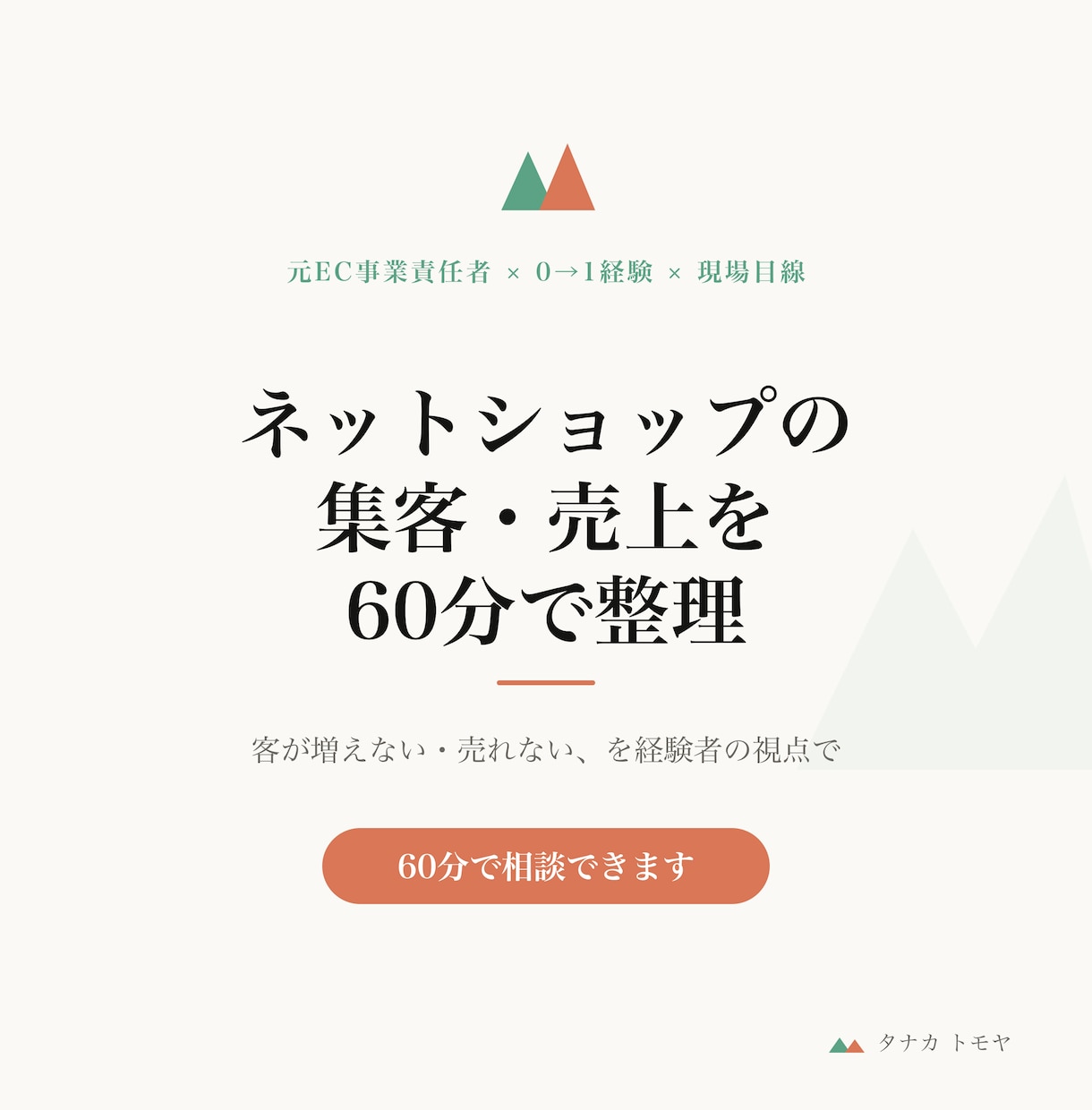 ネットショップの集客・売上を60分で整理します 新規客が増えない・売れない、を現場目線で見立てます イメージ1