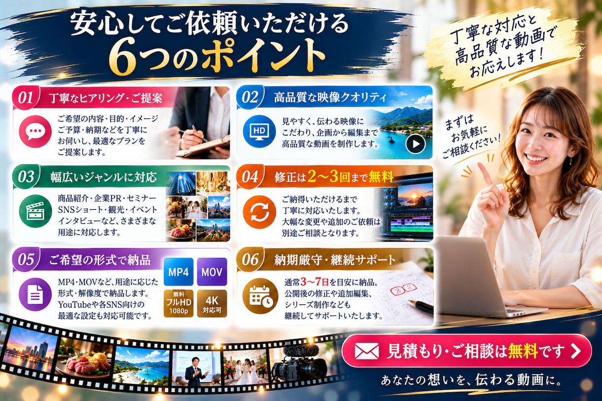 企業PR・商品紹介・SNS動画を丁寧に制作します 企画から編集まで、想いが伝わる動画に仕上げます イメージ10