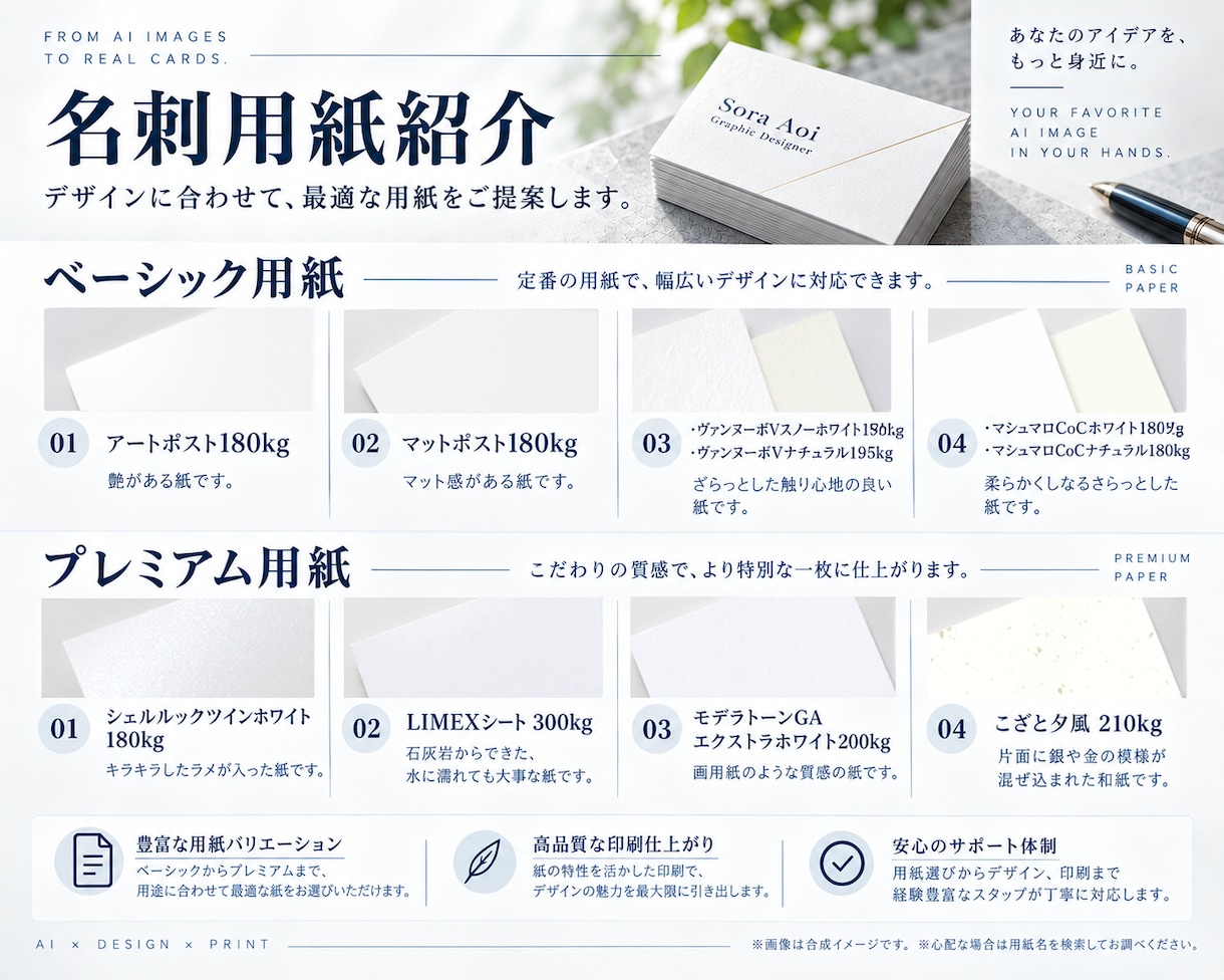 AIで作成した名刺画像を実際に使える名刺にします デザイン実務７年目のデザイナーが入稿データを作成し印刷します イメージ5