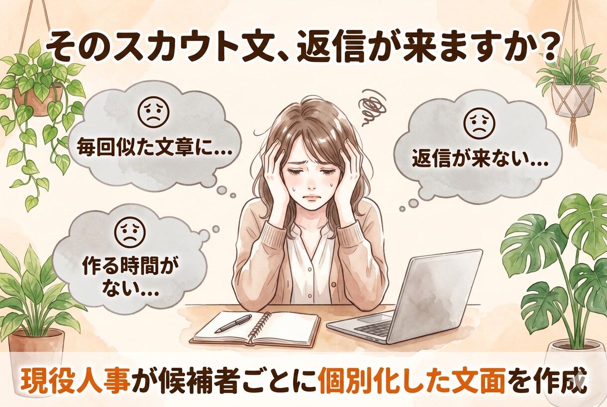 返信率を意識したスカウト文を作成します 候補者ごとの強みを整理しテンプレではない伝わる文面に整えます イメージ2