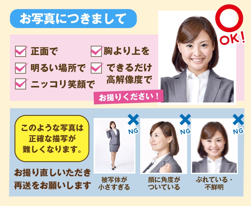 お写真から似顔絵キャラクターを作成します 今だけ基本料金が半額！4,000円→2,000円！ イメージ5