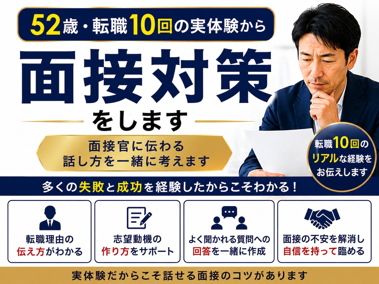 転職10回の実体験から面接対策します 実体験だから話せる面接のコツがあります イメージ1