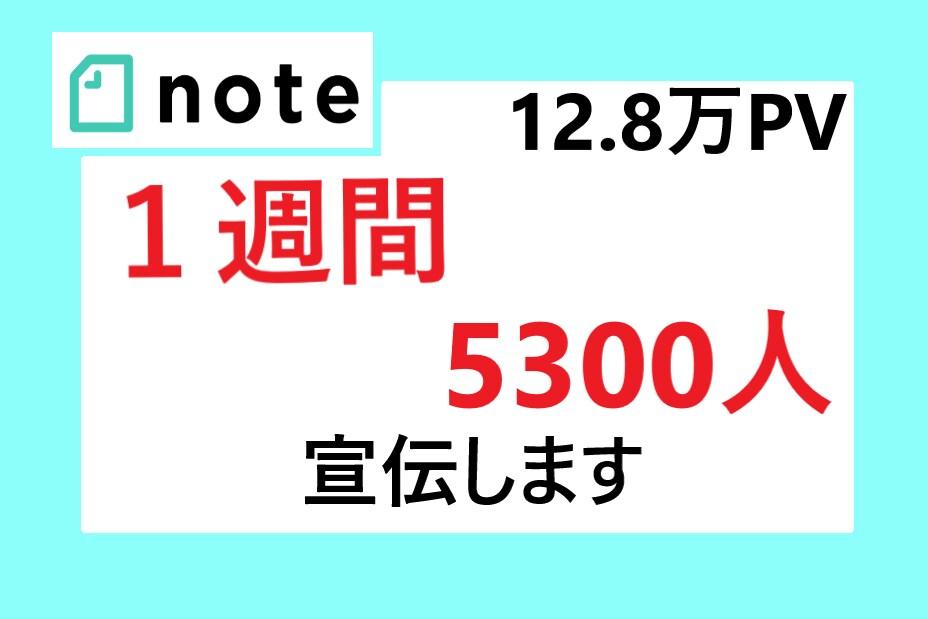 noteで１週間あなたの商品・PRを宣伝します 13万PV、5455人に、あなたの文章そのまま宣伝します イメージ1