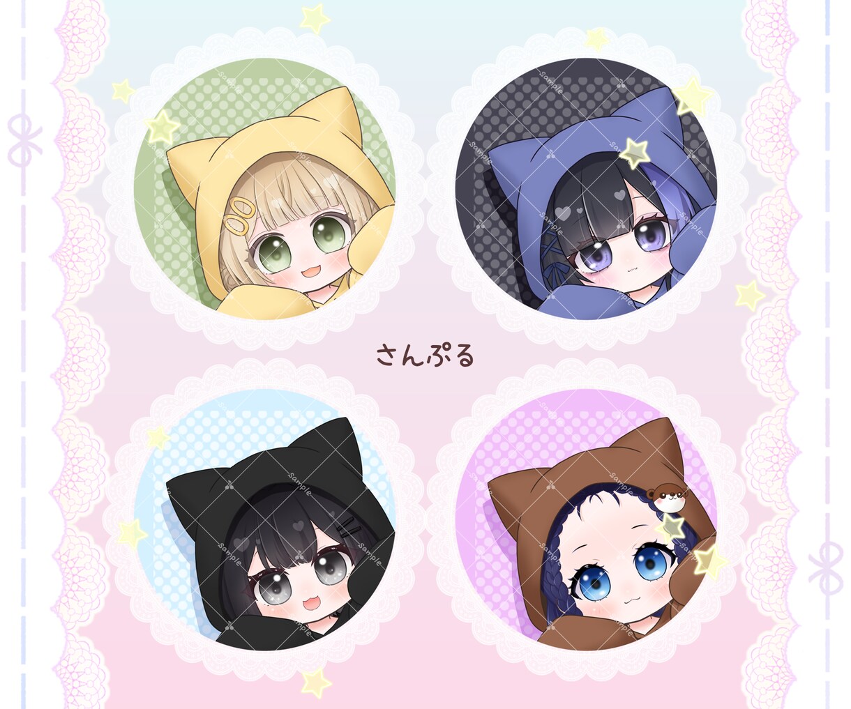 ぴょっこり覗く❁﻿猫耳パーカーアイコン描きます 配信用にも！量産型だからコスパも◎でおすすめです！ イメージ5