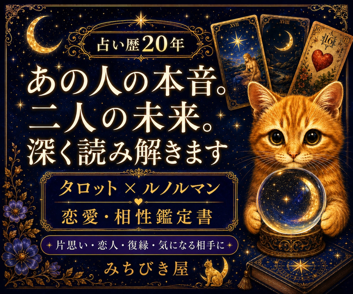あの人の本音と二人の未来を深く読み解きます タロット×ルノルマンで気持ちと現実の両面を読みます イメージ1