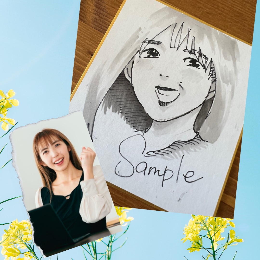 似顔絵色紙　作成します 漫画風のモノトーンデフォルメ似顔絵！ イメージ2