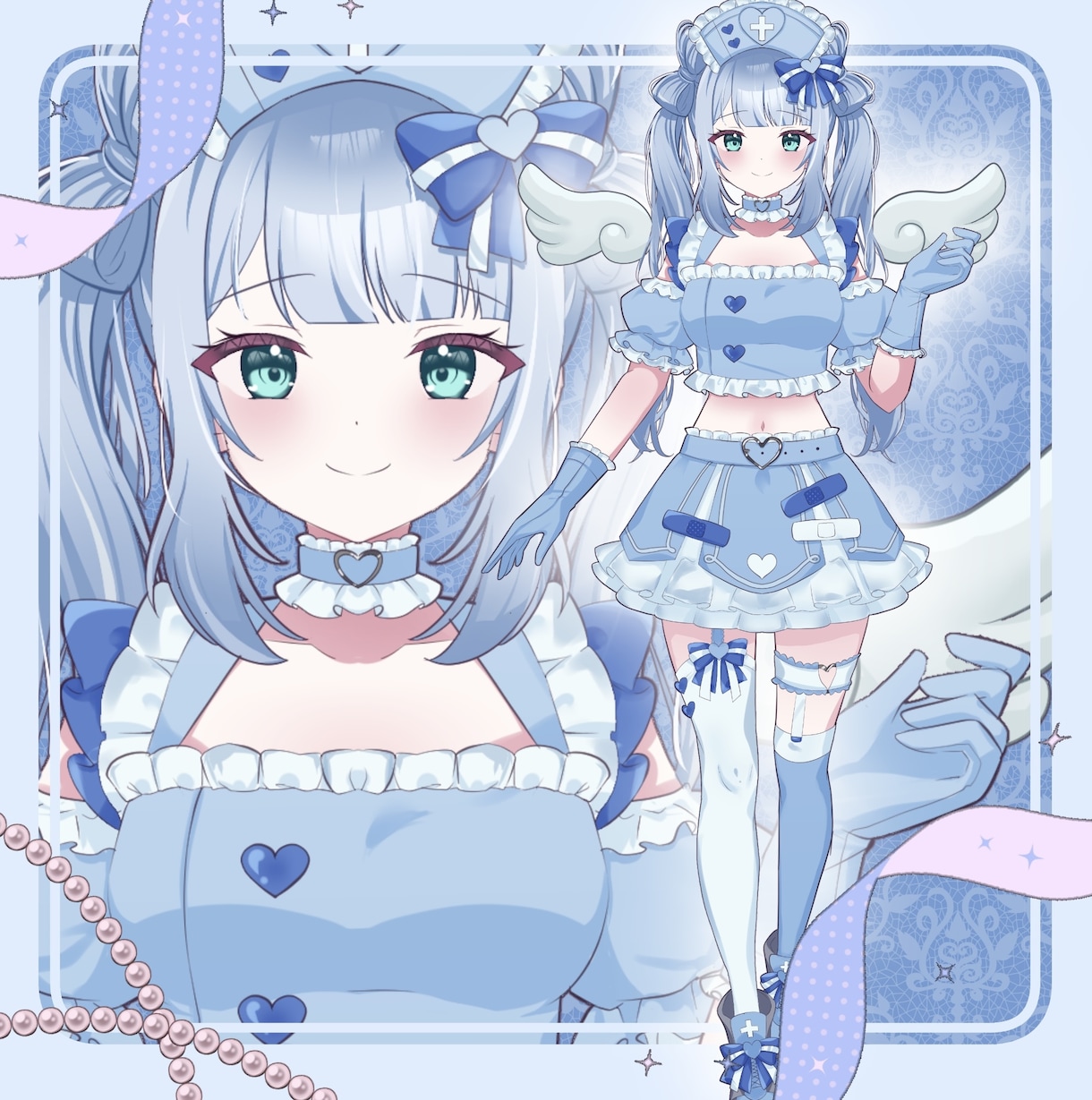 最短翌日！IRIAM◎きゅるんナース立ち絵描きます 配信で使える全身立ち絵！新衣装やデビューイラストに♡ イメージ9