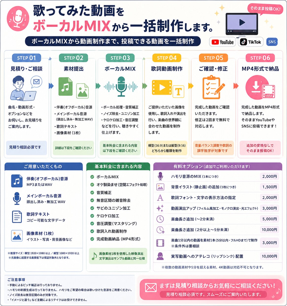 歌ってみた動画をボーカルMIXから一括制作します ボーカルMIXから動画制作まで、投稿できる動画を一括制作 イメージ2