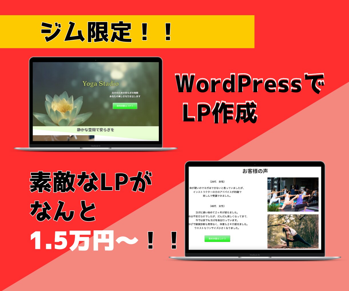 月額制ジムのLP（ランディングページ）作ります コスパ最強の月額制ジム専用のランディングページ作成します イメージ2