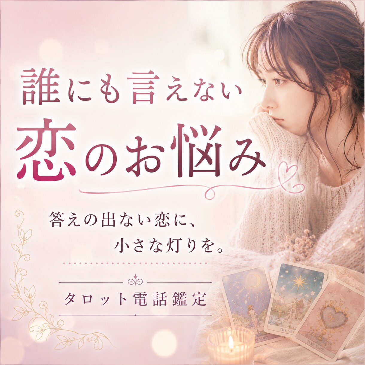 誰にも言えない恋のお悩みをタロットで占います 答えの出ない恋に、灯りをともすようにカードを読み解きます イメージ1