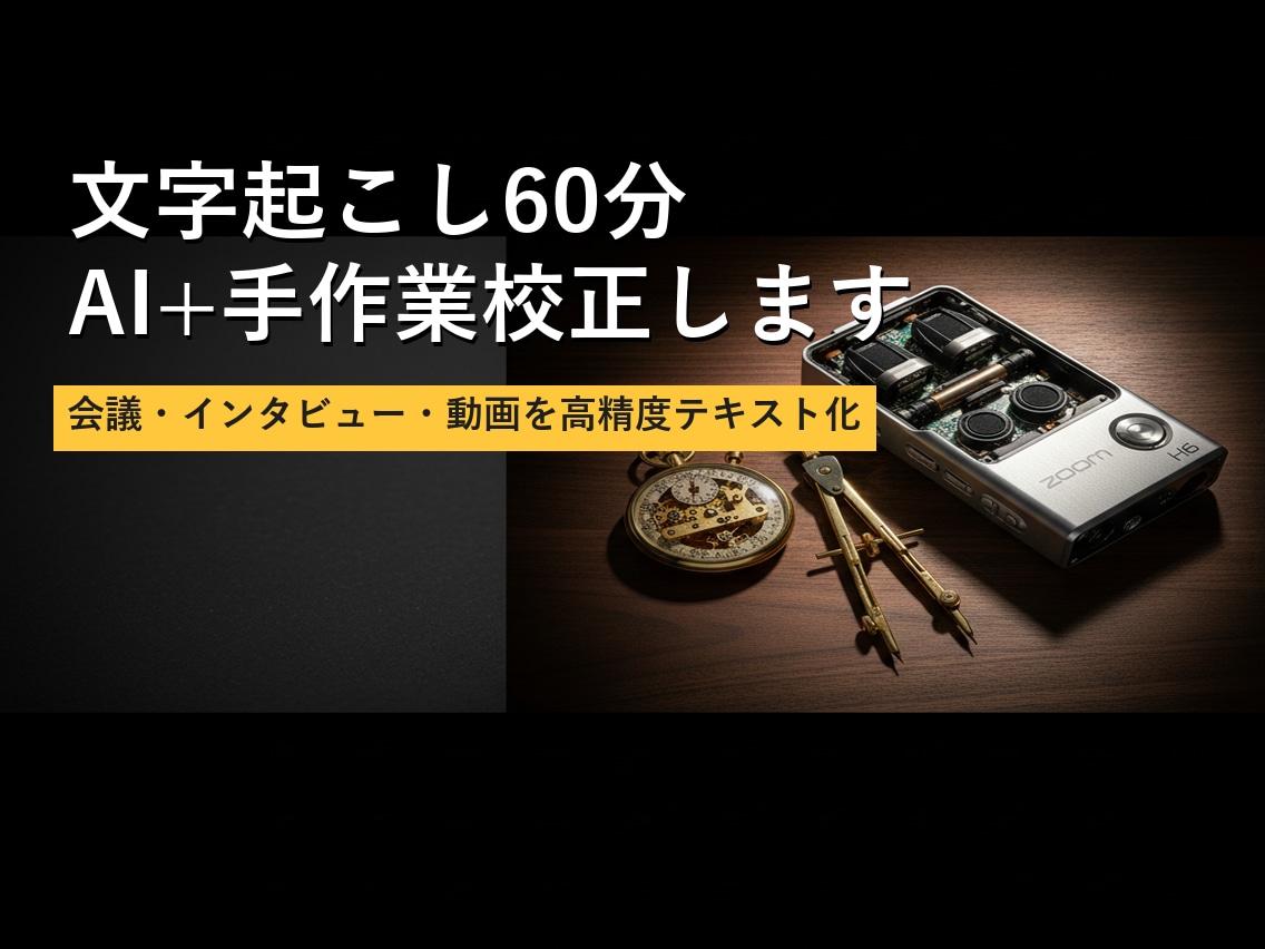 文字起こし60分 AI+手作業校正します 会議・インタビュー・動画を高精度テキスト化 イメージ1