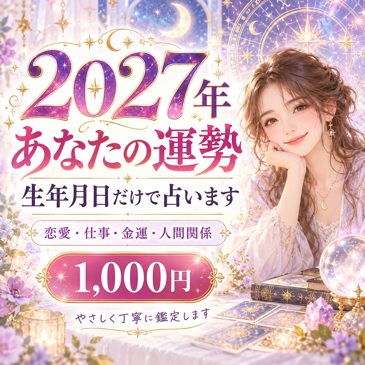 生年月日だけで2027年の運勢を占います 恋愛・仕事・金運・人間関係など2027年の流れをお伝えします イメージ1