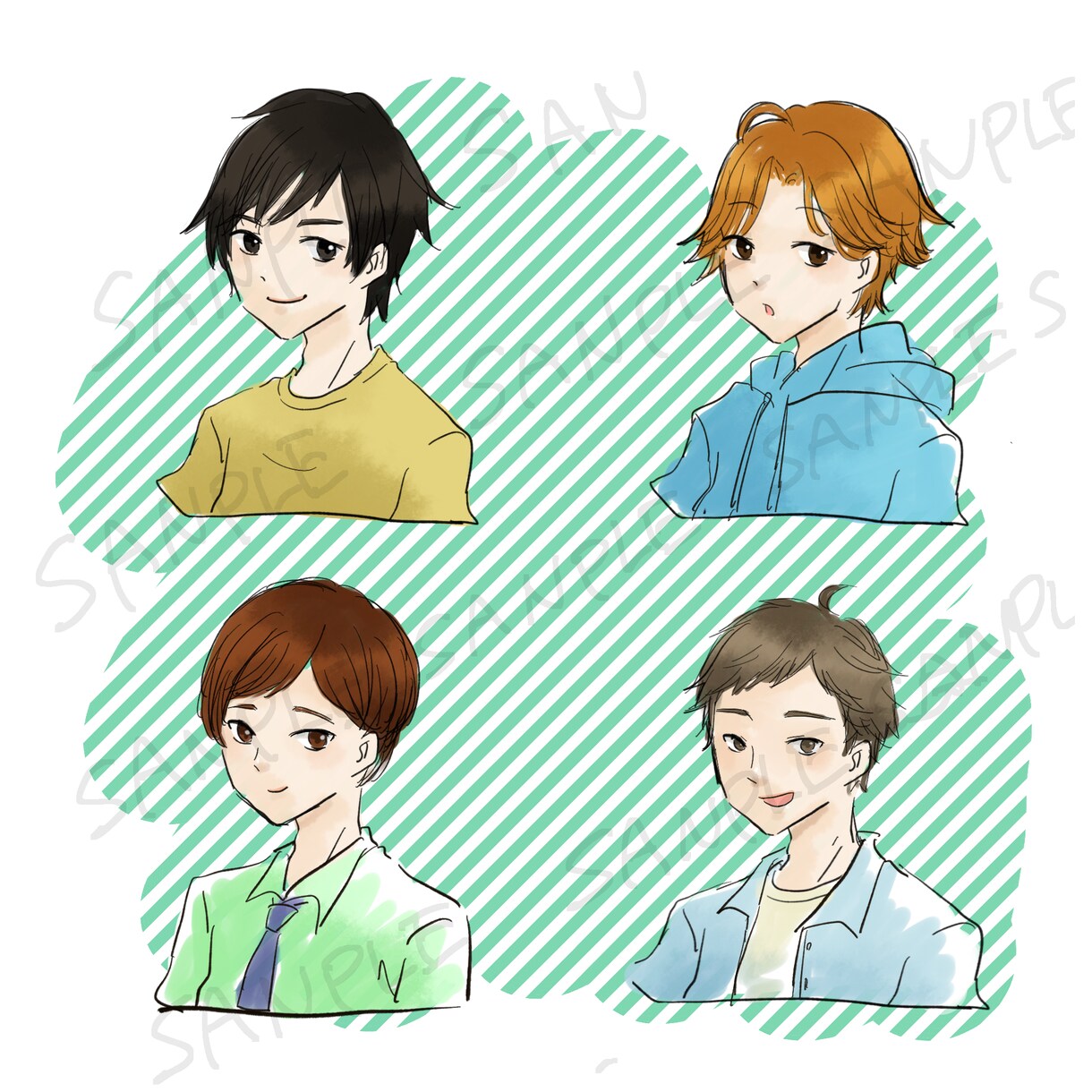 商用可！水彩風ほわかわアイコン4種セット描きます 近日値上げします！癒し系ななめベース＋3種ブログSNS商用可 イメージ6