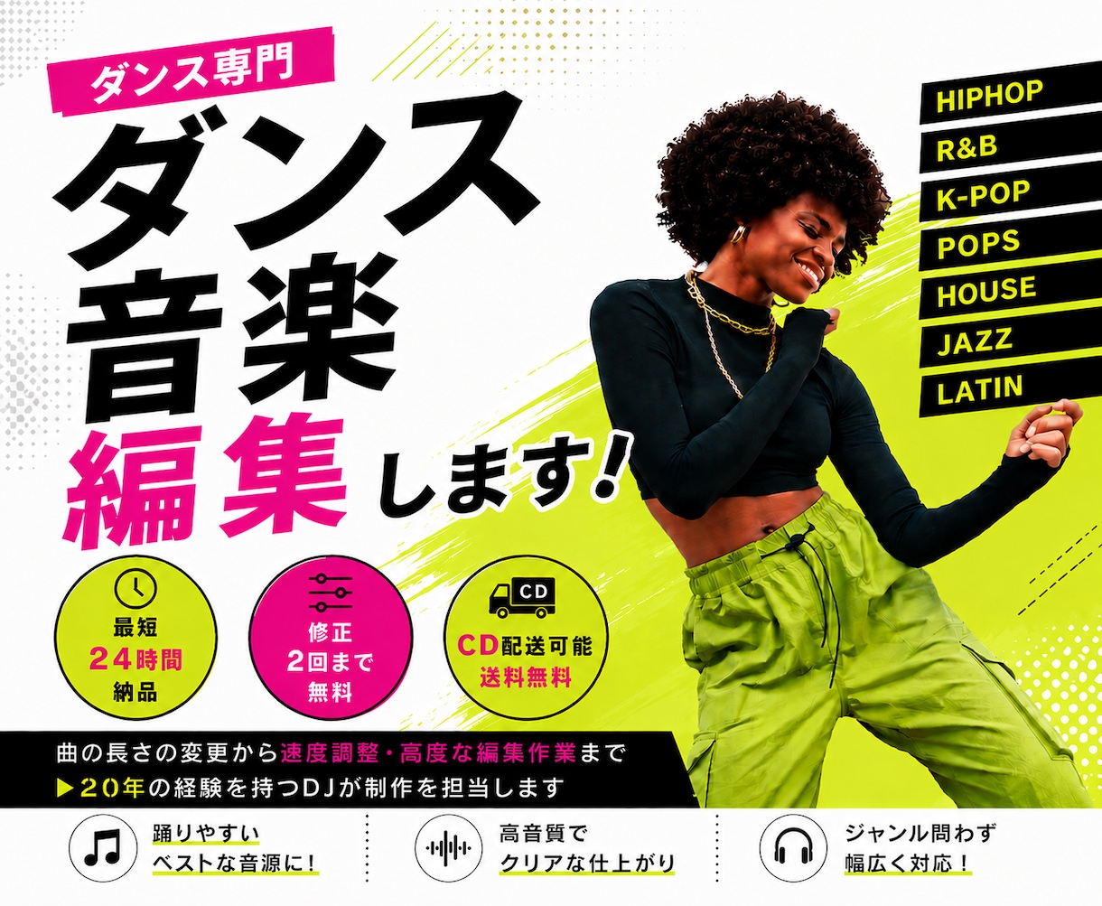 ダンサーのための、高品質なダンス音源を制作します 20年の音楽経験を持つ担当DJが制作。修正料金2回まで無料！ イメージ1