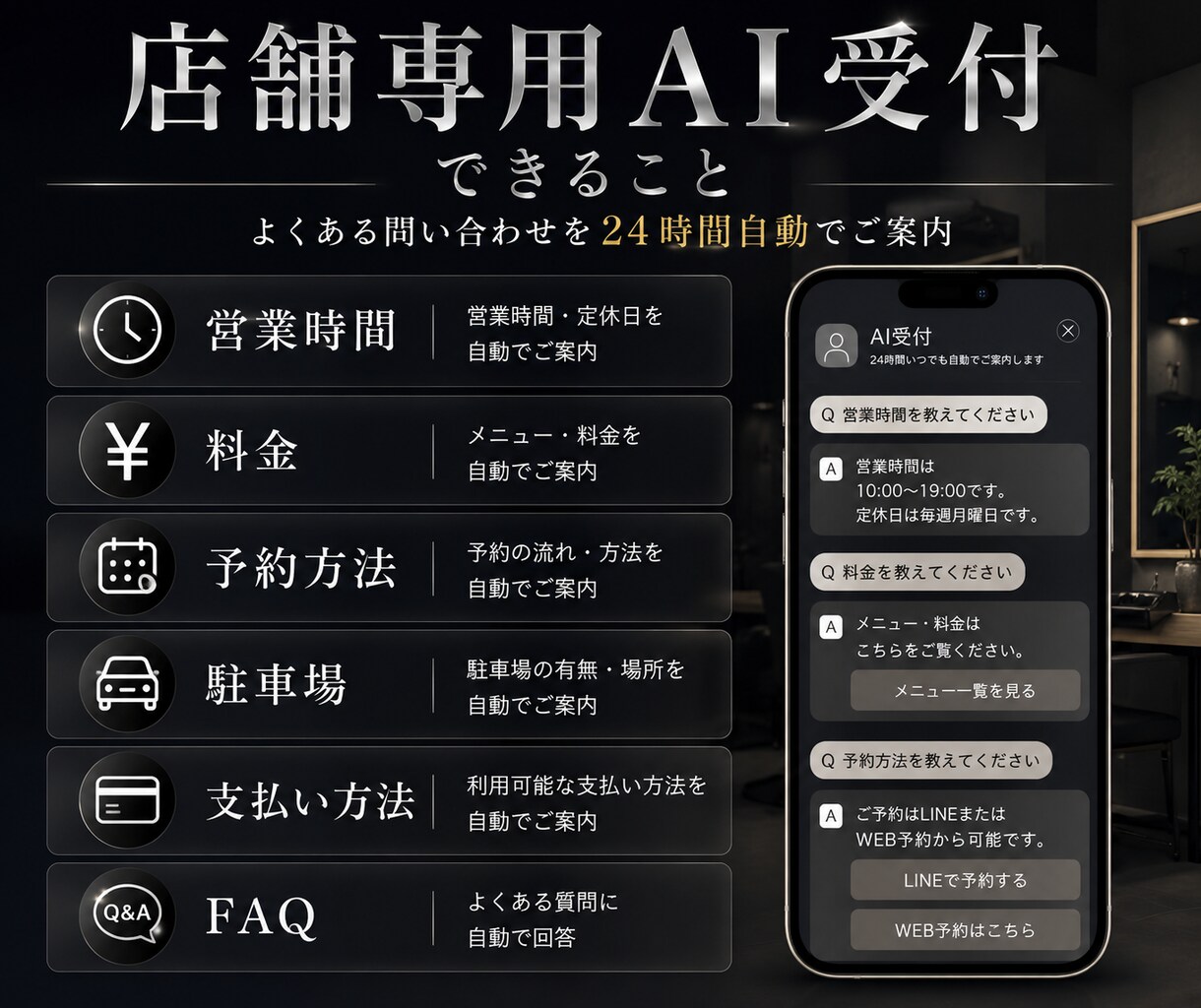 店舗専用AI受付を制作します よくある問い合わせを店舗専用AIが24時間自動案内 イメージ2