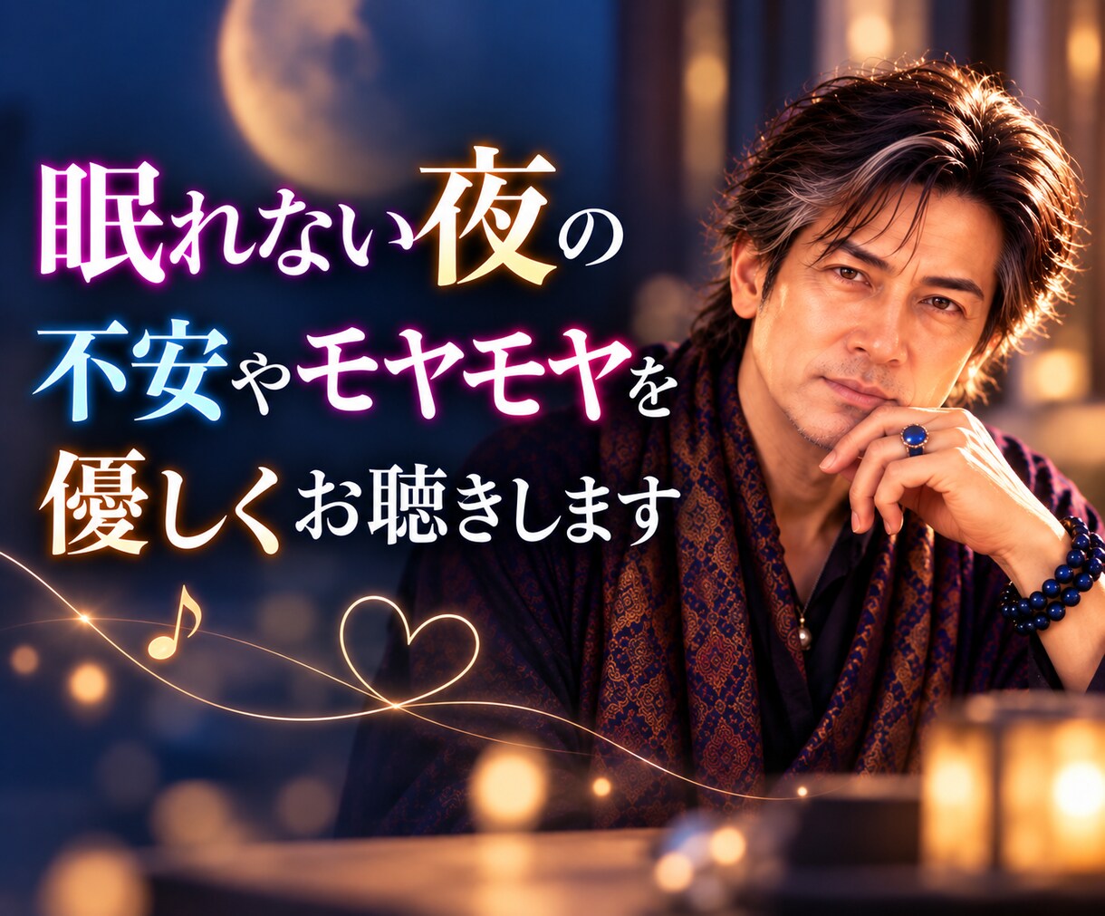 眠れない夜の不安やモヤモヤを優しくお聴きします 迷いの夜に心の声を聴き明日への一歩に寄り添います イメージ1